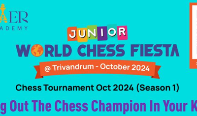 (Ernakulam & Trivandrum): October 2024 – Chess Tournament – World Chess Fiesta, Junior (Scholarships for kids!)